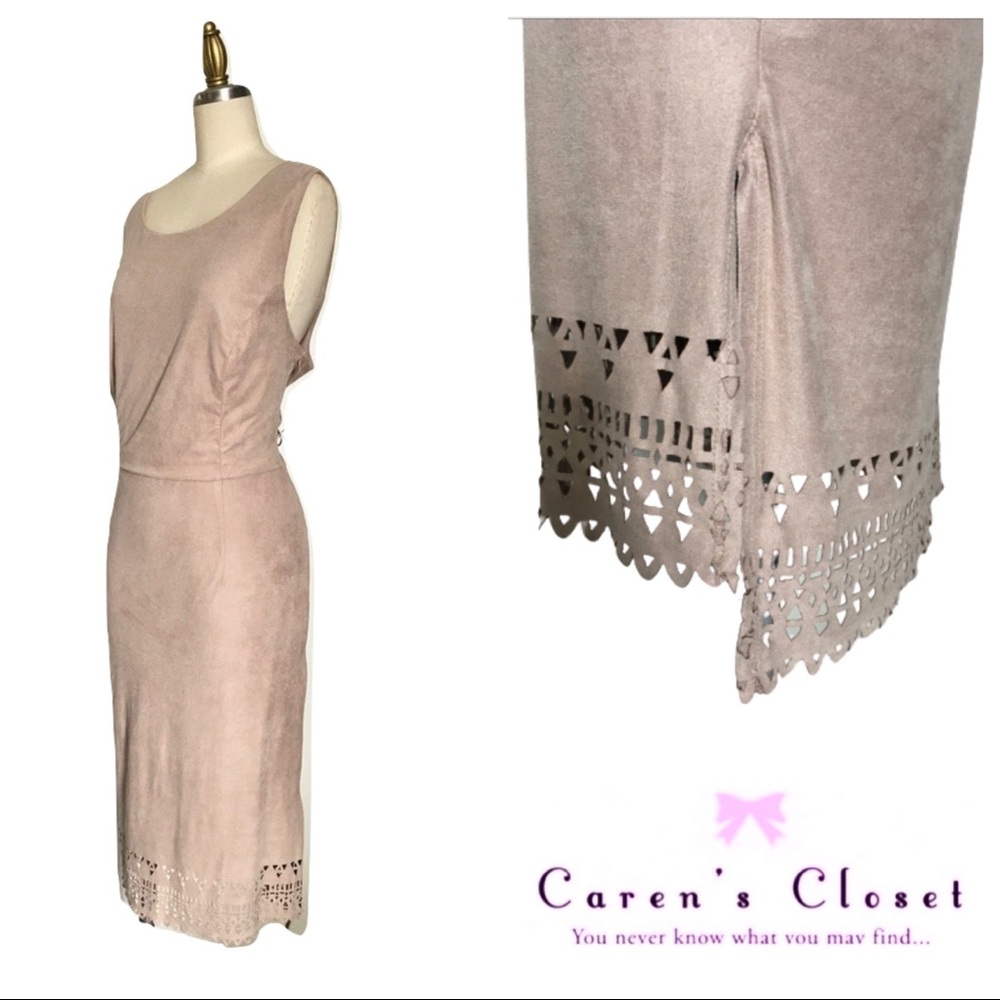 Cato Desert Sand Ultra Suede High/Low Dress